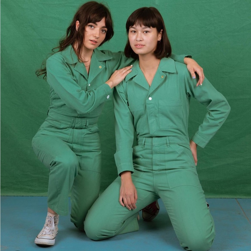 BIG BUD PRESS SEAFOAM GREEN LONG SLEEVE JUMPSUIT IN XL